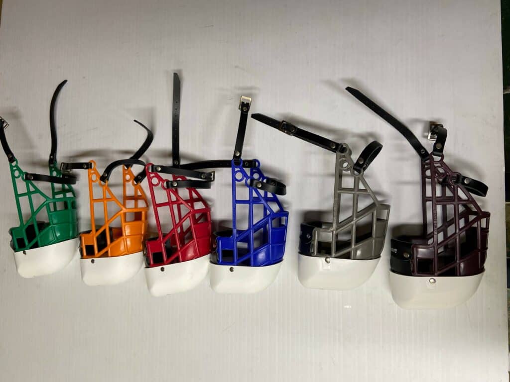Kennel muzzles with anti lick caps Greyhound Superstore